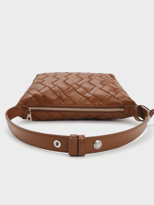 Ivette Woven Shoulder Bag, Chocolate, hi-res
