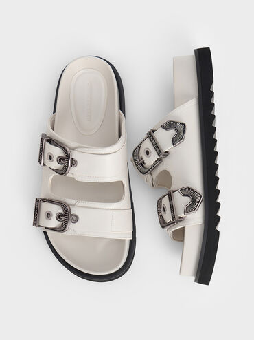 Kirke Buckled Double-Strap Sandals, White, hi-res