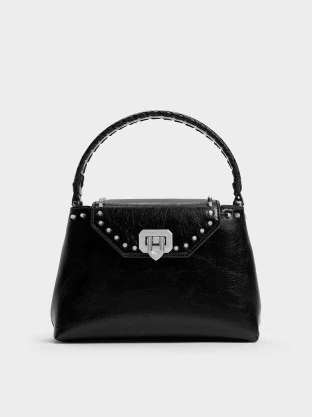 Arwen Studded Top Handle Bag, Noir, hi-res