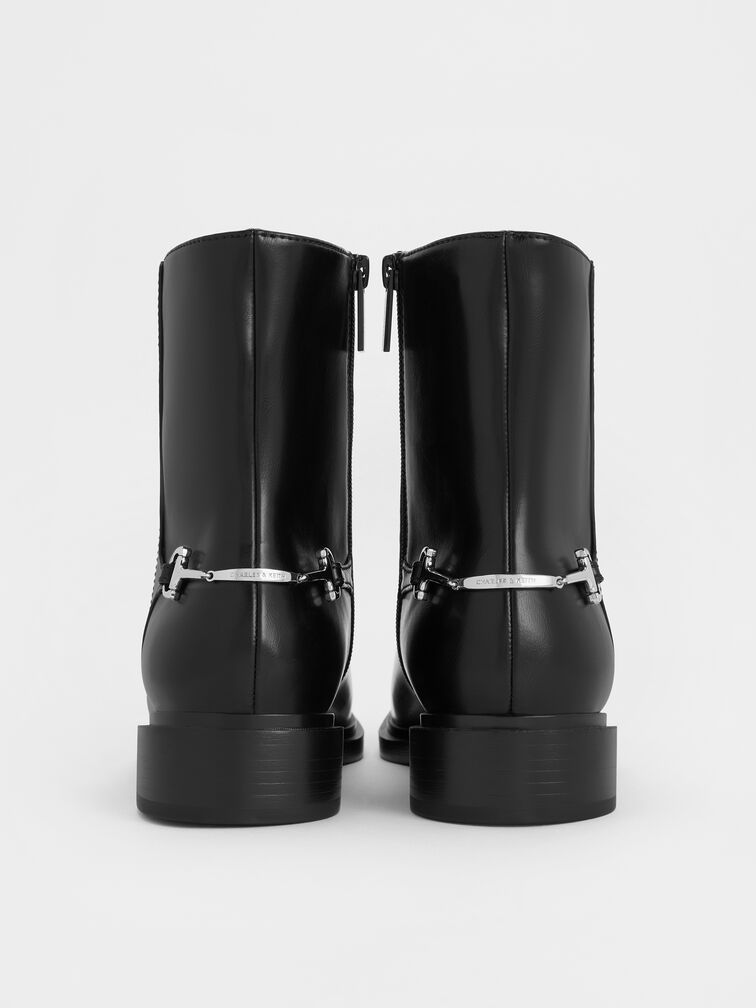 Erinna Metallic-Accent Side-Zip Ankle Boots, Black, hi-res