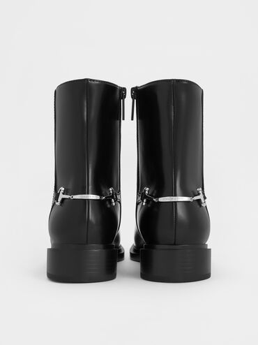 Erinna Metallic-Accent Side-Zip Ankle Boots, Black, hi-res