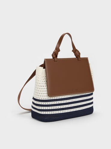 Girls' Ida Stripped Knitted Backpack, Multi, hi-res
