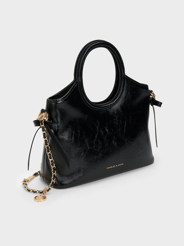 Mini Dalia Bow Oval-Handle Tote Bag, Black, hi-res