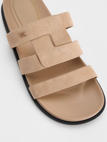 Petina Suede Flatform Sandals, Beige, hi-res