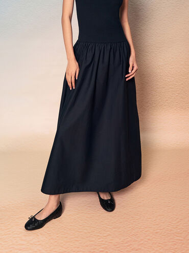 Ivette Woven Bow Ballet Flats, Black, hi-res