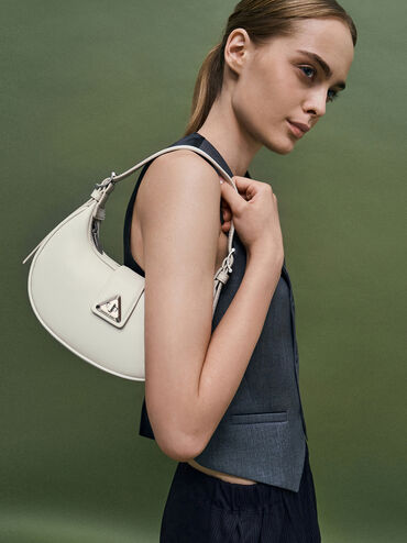 Trice Metallic-Accent Belted Shoulder Bag, Chalk, hi-res