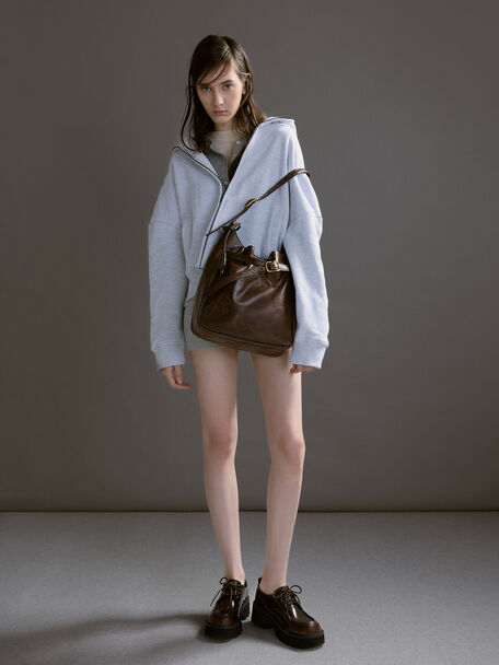 Victoria Belted Hobo Bag, Distressed Coffee, hi-res