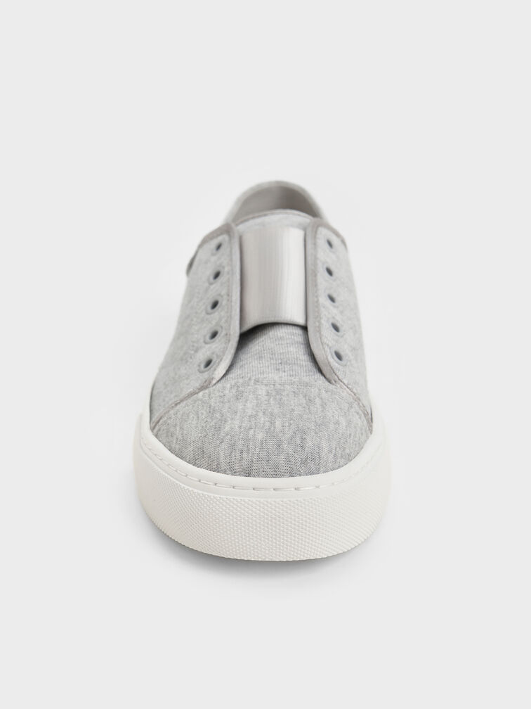 Textured Slip-On Sneakers, Light Grey, hi-res