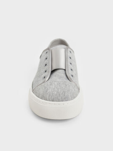 Textured Slip-On Sneakers, Light Grey, hi-res