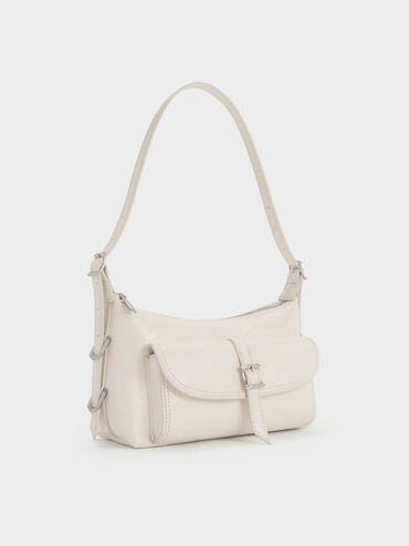 Bryna Belted Shoulder Bag, Cream, hi-res