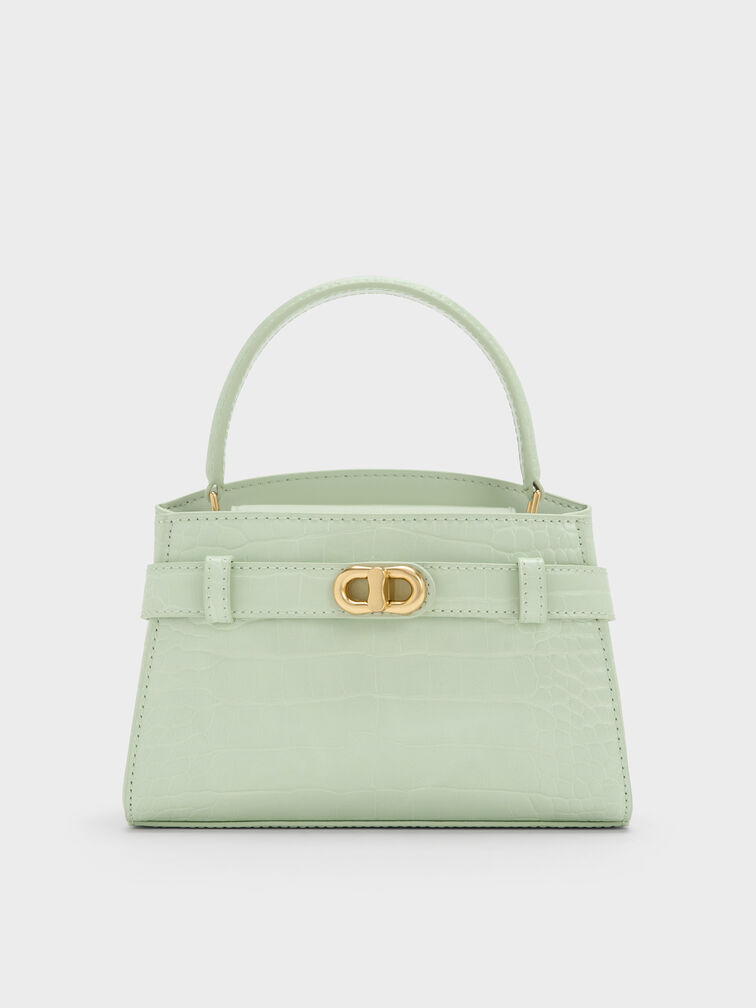 Aubrielle Croc-Effect Top Handle Bag, Mint Green, hi-res