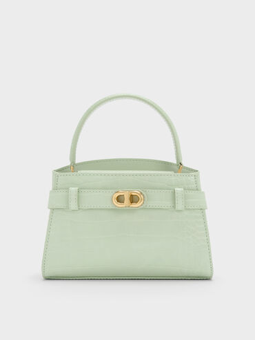 Aubrielle Croc-Effect Top Handle Bag, Mint Green, hi-res