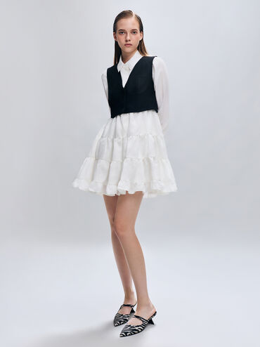 Vada Zebra-Print Asymmetric Sculptural Heel Pumps, Animal Print White, hi-res