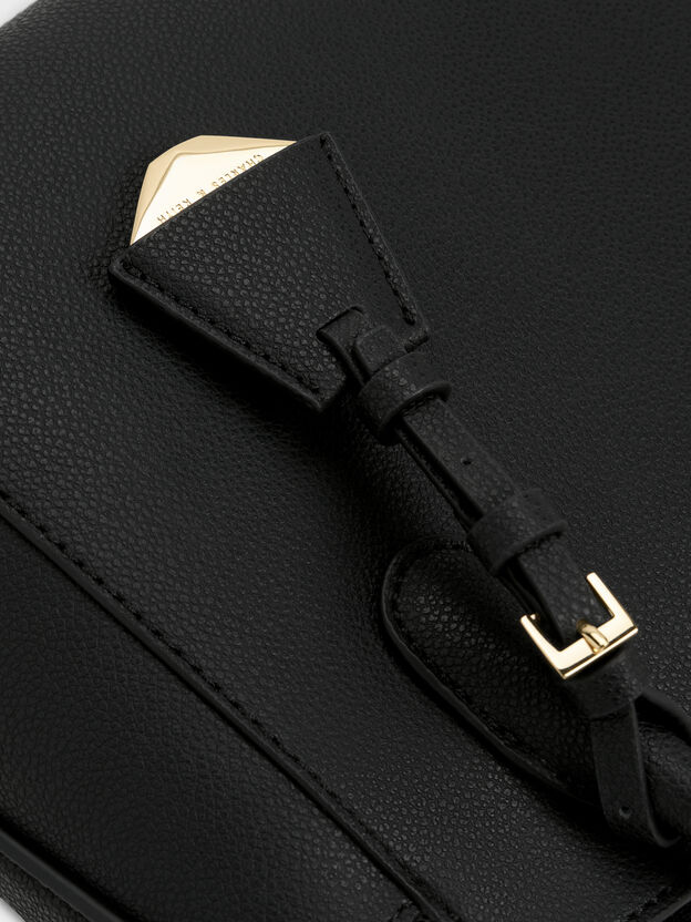 Harper Structured Top Handle Bag, Black, hi-res
