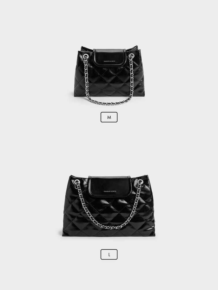 Apfra Quilted Shoulder Bag, Noir, hi-res