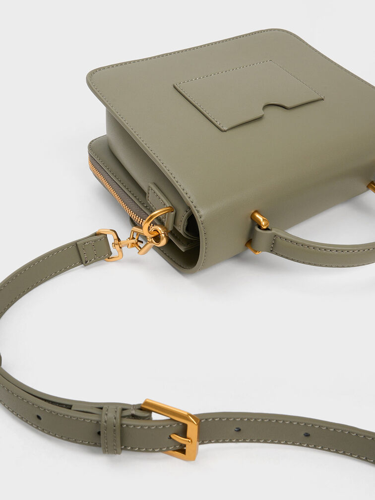 Octavia Front Flap Top Handle Bag, Khaki, hi-res