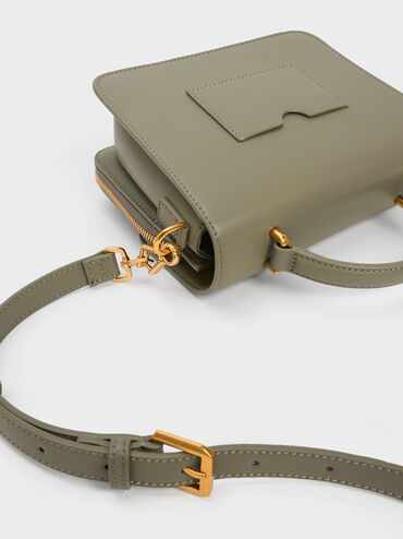 Octavia Front Flap Top Handle Bag, Khaki, hi-res