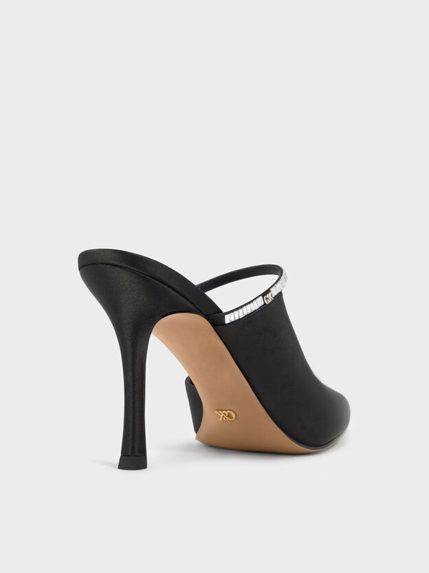 Gem D'Orsay Stiletto Mules, Black Textured, hi-res