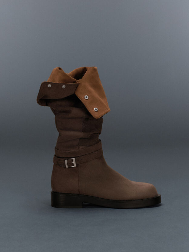 Eilis Faux Suede Thigh-High Boots, Dark Brown Textured, hi-res