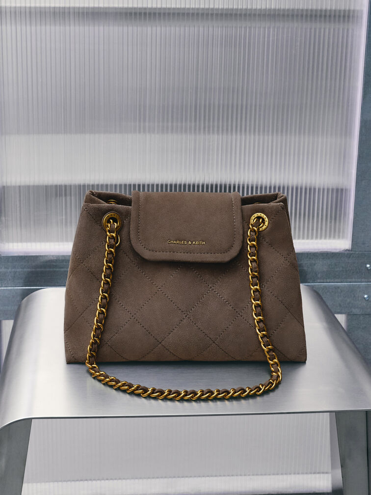 Apfra Quilted Shoulder Bag, Stone Grey, hi-res