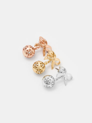 Athalia Crystal-Embellished Bow Snowflake-Ball Drop Earrings, Rose Gold, hi-res