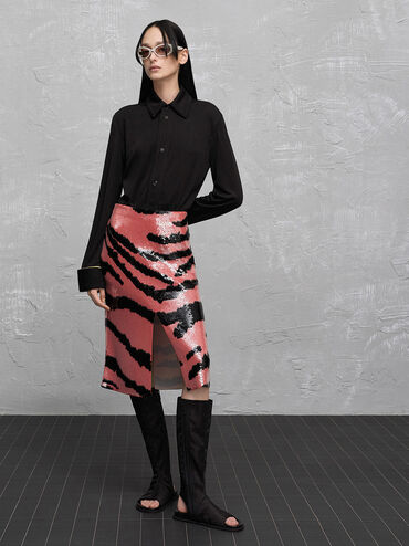 Loren Mesh Cut-Out Boot Sandals, Black Textured, hi-res