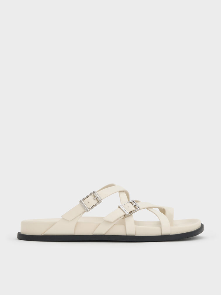Crossover Toe-Ring Sandals, Chalk, hi-res