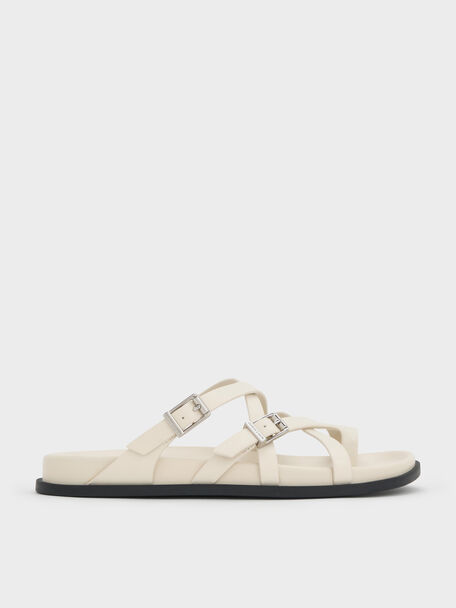 Crossover Toe-Ring Sandals, Chalk, hi-res