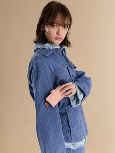 Arrietty Quilted Bow-Heart Charm Belted Card Holder, Light Pink, hi-res