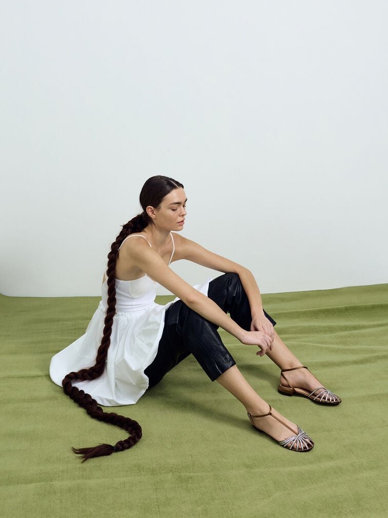 Jaylene Gem Caged Sandals, Brown, hi-res