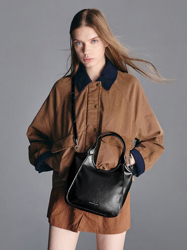 Mini Sianna Crinkle-Effect Slouchy Tote Bag, Noir, hi-res