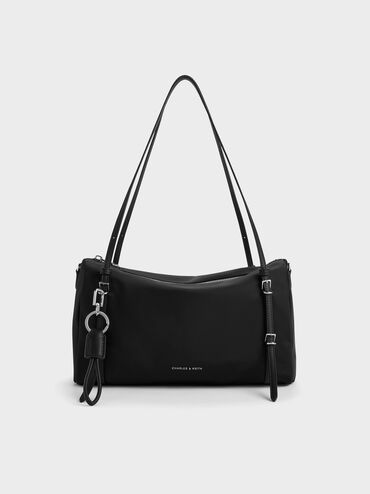 Levy Nylon Shoulder Bag, Noir, hi-res