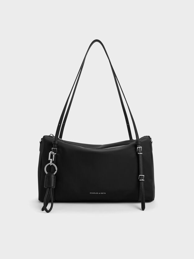 Levy Nylon Shoulder Bag, Noir, hi-res