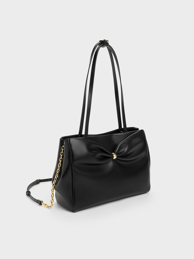 Halsey Ruched Tote Bag, Black, hi-res