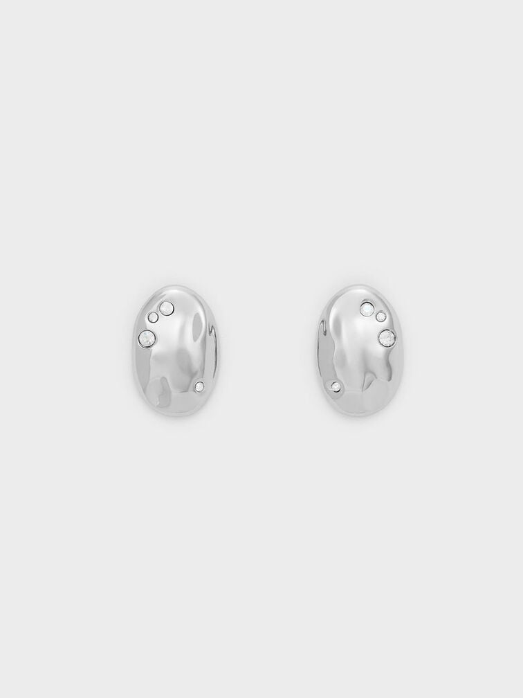 Ottilie Crystal Sculptural Stud Earrings, Silver, hi-res