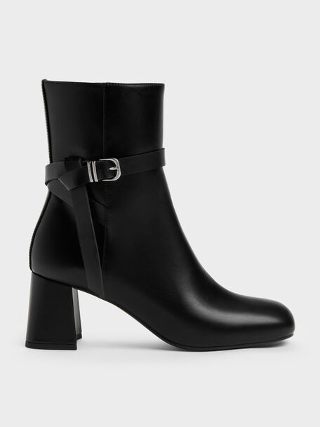 Eliza Block-Heel Ankle Boots, Black, hi-res