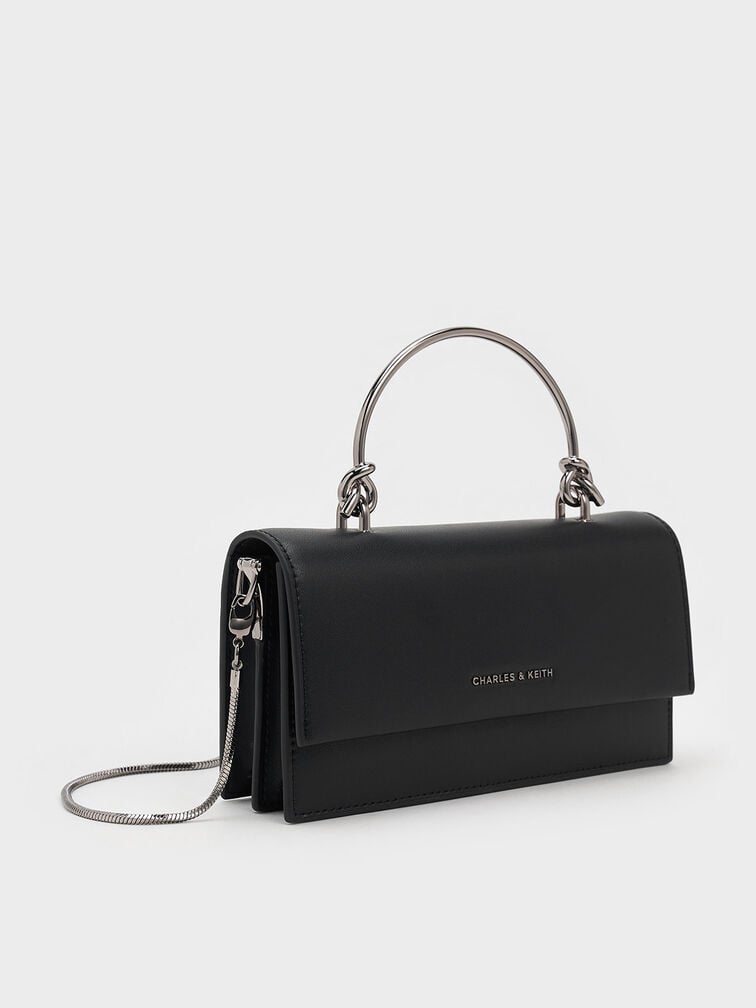 Kristine Sculptural-Handle Long Wallet, Noir, hi-res