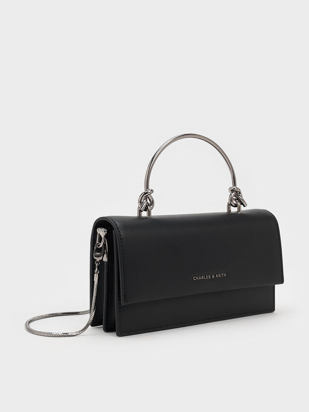 Kristine Sculptural-Handle Long Wallet, Noir, hi-res