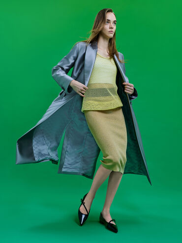 Pointed-Toe Bow-Strap Flats, Black, hi-res