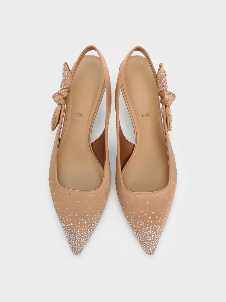 Jayce Crystal Slingback Kitten Heels, Nude, hi-res