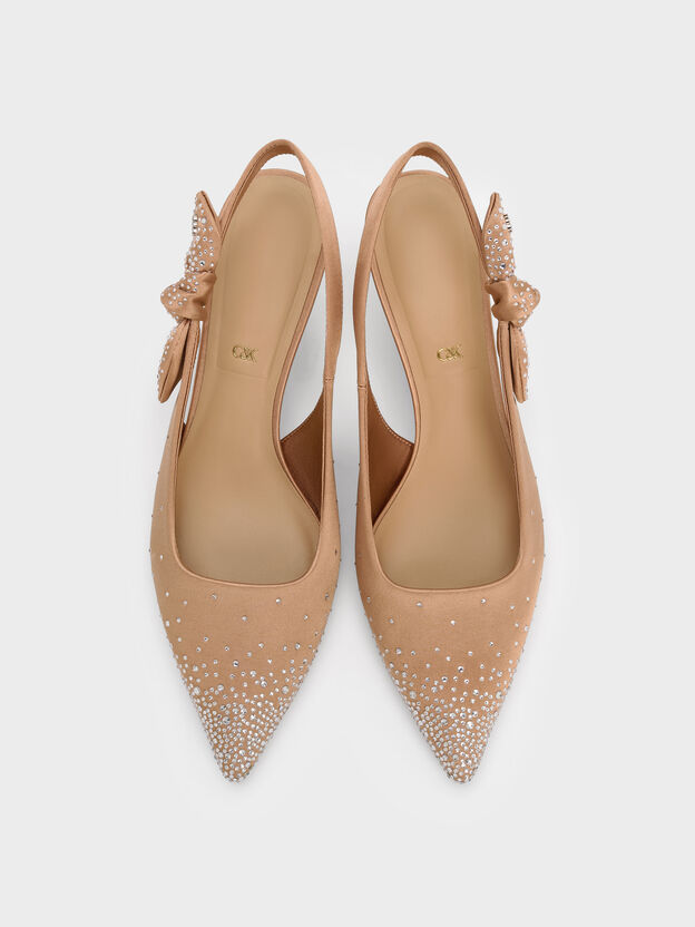 Jayce Crystal Slingback Kitten Heels, Nude, hi-res