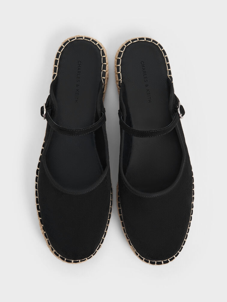 Bernadine Faux Suede Espadrille Mules, Black Textured, hi-res