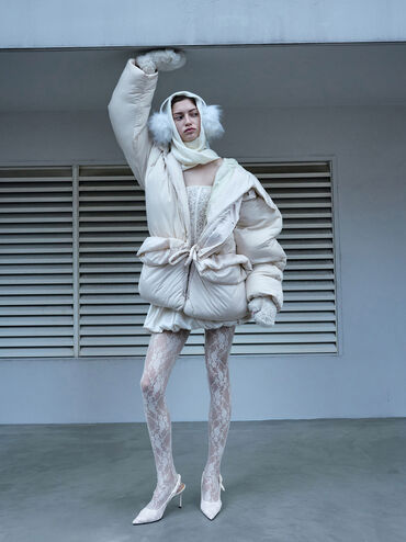 Tayari Embroidered-Mesh Slingback Pumps, White, hi-res