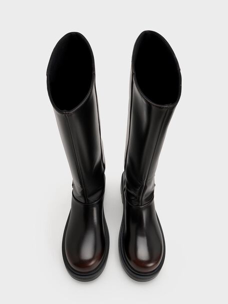 Davis Buckled Fold-Over Boots, Dark Brown, hi-res