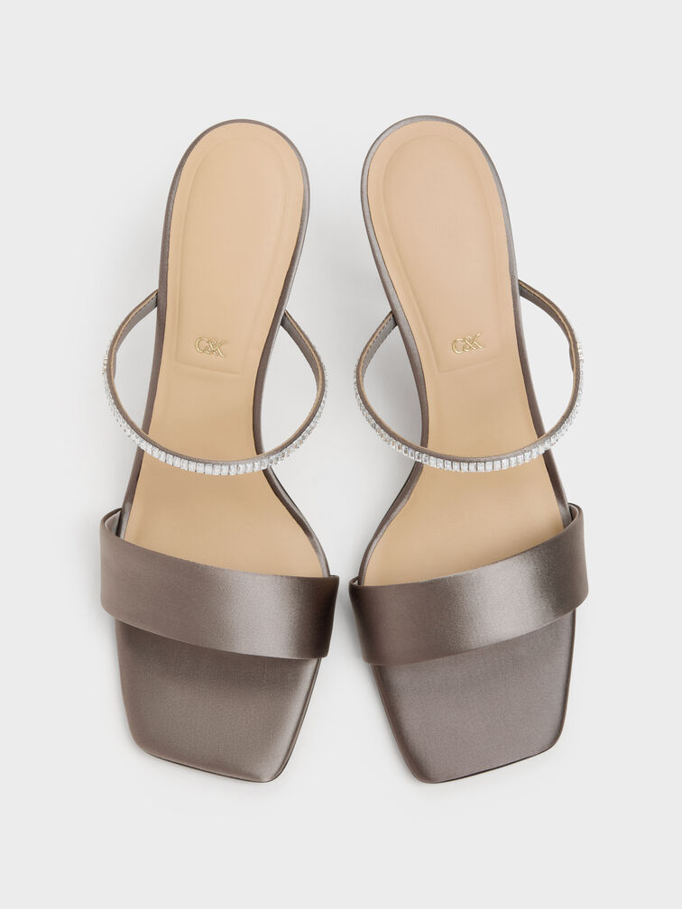 Gem Heeled Mules, Pewter, hi-res