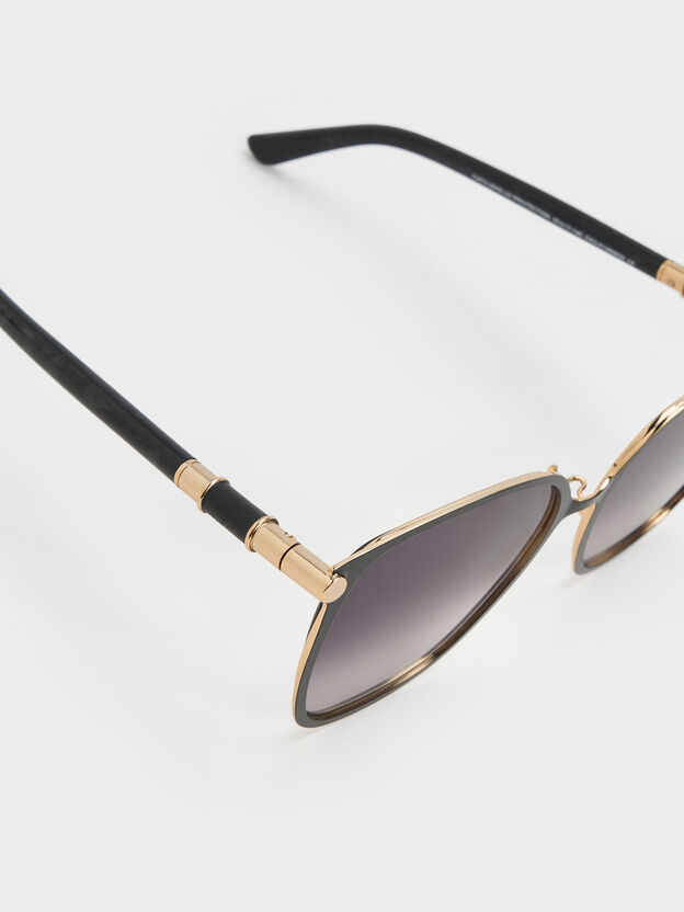 Ophelia Square Sunglasses, Black, hi-res