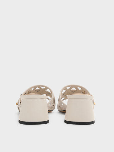 Whitney Leather Cut-Out Heeled Mules, Chalk, hi-res