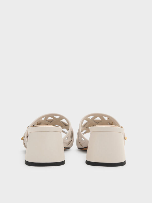 Whitney Leather Cut-Out Heeled Mules, Chalk, hi-res