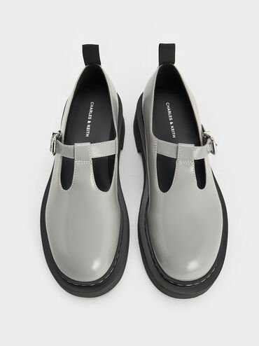 T-Bar Platform Mary Janes, Grey, hi-res