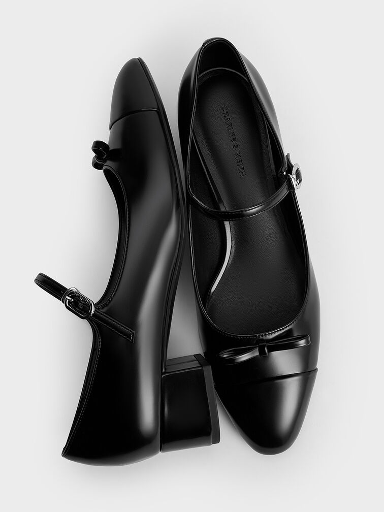 Bow Cap-Toe Mary Jane Pumps, Black Box, hi-res